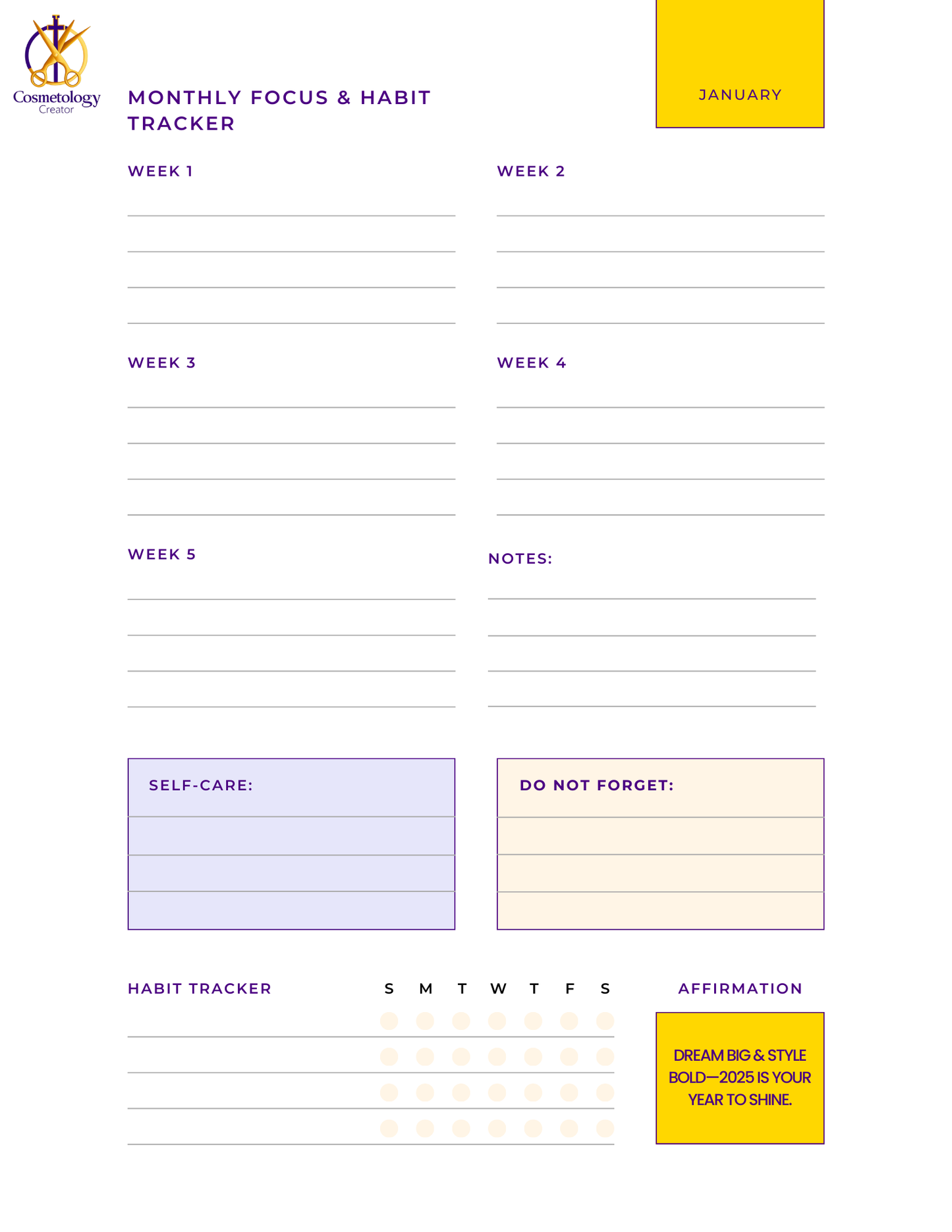 Cosmetologists Professional Planner 2025