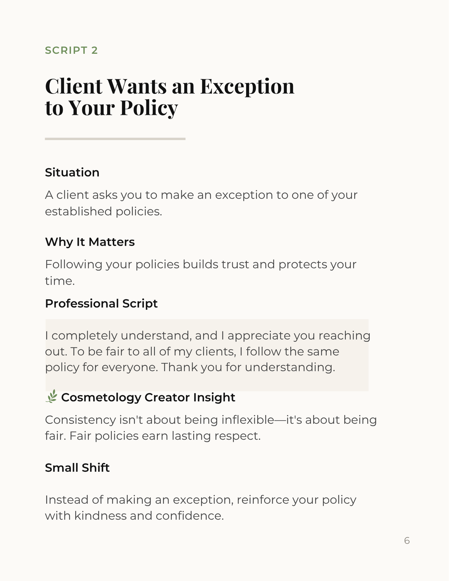 Boundary Scripts for Beauty Professionals