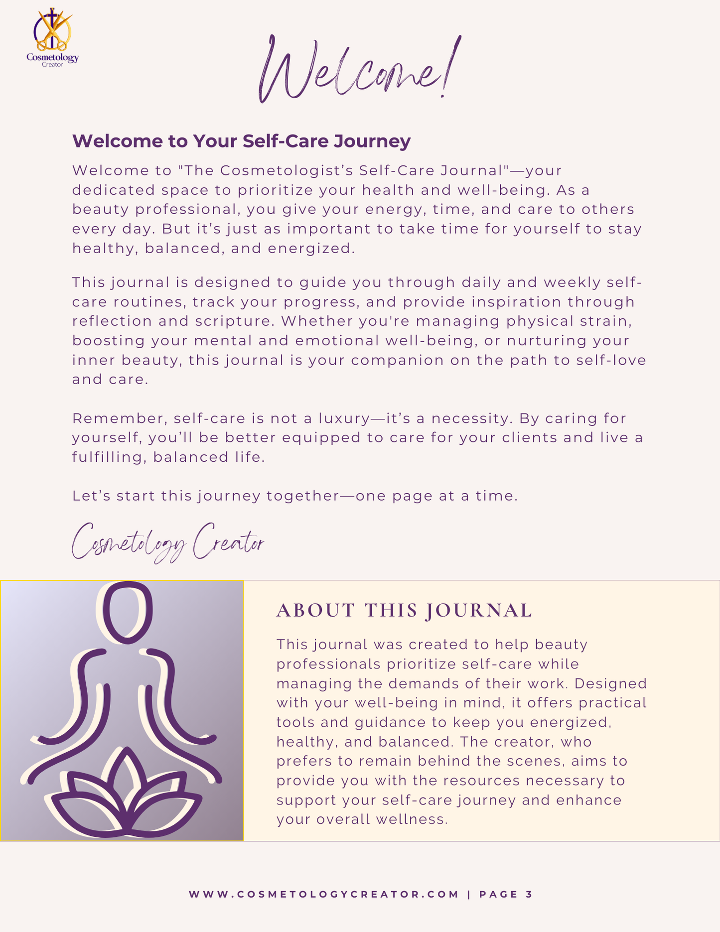 Self-Care Journal for Cosmetologists