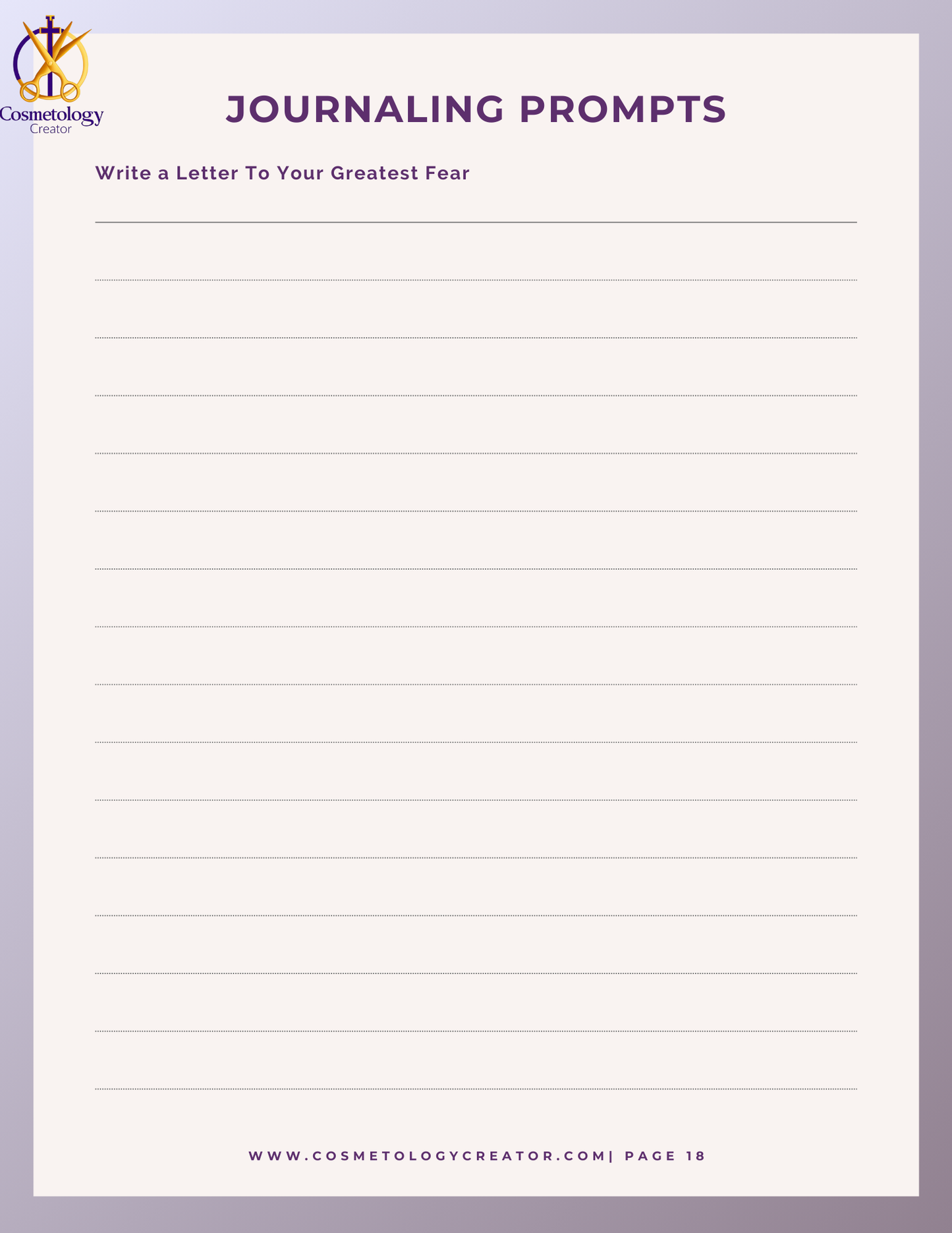 Self-Care Journal for Cosmetologists
